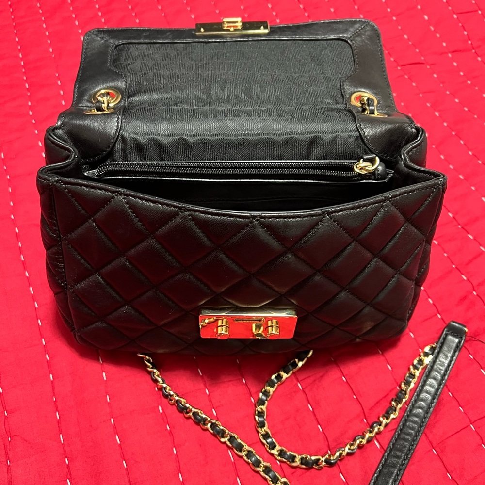 Michael Kors Black and Gold Quilted Shoulder Bag - Picture 10 of 11